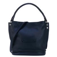 LONGCHAMP 3D系列HOBE牛皮素面手提/斜背兩用水桶包(深藍)