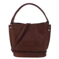 LONGCHAMP 3D系列HOBE牛皮素面手提/斜背兩用水桶包(白蘭地酒色)