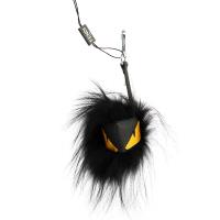 FENDI MONSTER狐狸毛/毛怪/魔魔黃眼睛吊飾KEY圈(黑色) 7AR386 X4Q F0WAD