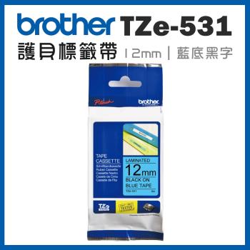 Brother TZe-531 護貝標籤帶 ( 12mm 藍底黑字 )