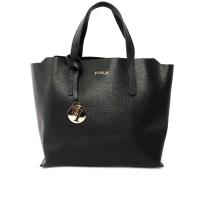FURLA 素面皮革手提包(小)(黑色) 968162 BKN7 ONYX
