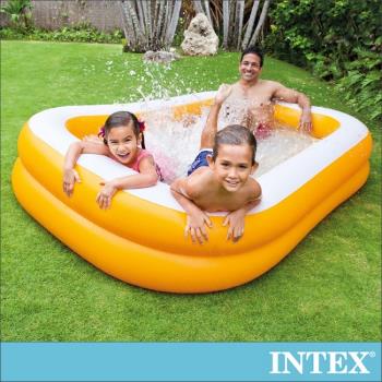 INTEX 桔色長方型游泳池229x147x46cm(600L)3歲+(57181)