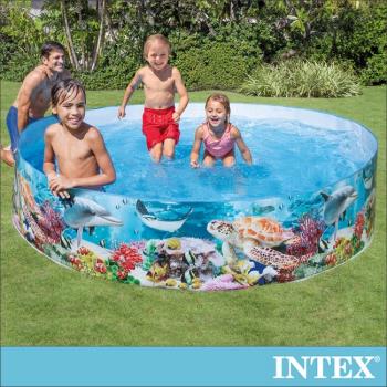 INTEX 免充氣幼童戲水游泳池244x46cm(2040L) 適用3歲+ (58472)