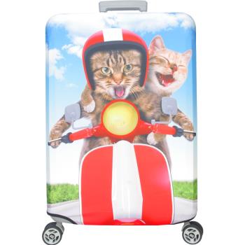 新款拉鍊式行李箱防塵保護套 行李箱套(機車情侶貓25-28吋)