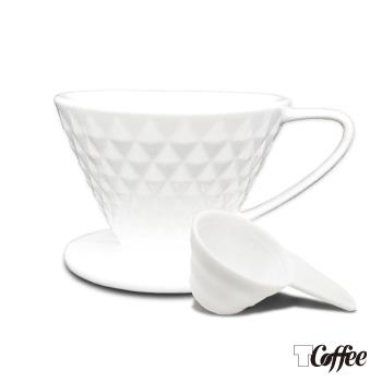【TCoffee】MILA-白色鑽型陶瓷濾杯101附量匙