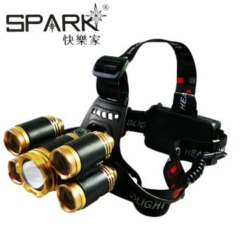 SPARK 大功率伸縮調焦T6充電式5LED頭燈 H017