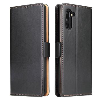 Fierre Shann真皮紋 Samsung Note 10 (6.3吋) 錢包支架款 磁吸側掀 手工PU皮套保護殼