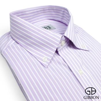 GIBBON 輕商務修身條紋長袖襯衫‧淺紫條