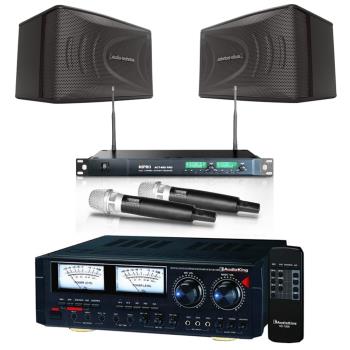卡拉OK套組 Audioking HD-1000擴大機+ACT-869 無線麥克風+KSP90B 卡拉OK喇叭