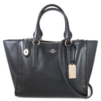 COACH 馬車LOGO黑色全皮革CROSBY多層兩用蝙蝠包