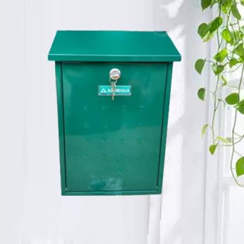 E5603 信箱 烤漆信箱 綠色 上掀式信箱 信件箱 意見箱 信件郵件 附二支鑰匙 外投外取 40*25*10cm