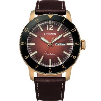 CITIZEN 星辰 GENTS系列盛夏之芯光動能小牛皮時尚腕錶 AW0079-13X