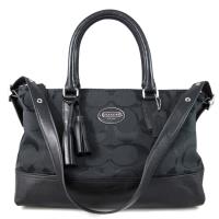 COACH 黑色大C LOGO橢圓標SATCHEL兩用包