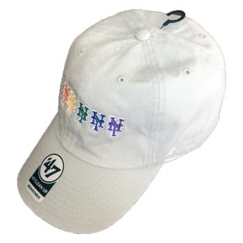 【MLB】47BRAND CLEAN UP NY LOGO 刺繡棒球帽 老帽(灰色 彩字 LOGO)