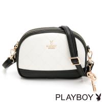 【PLAYBOY】貝殼斜背包 黑白摩登系列