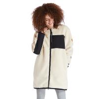 Timberland 女款煙白色拼接抓絨長版外套A2BYBV04
