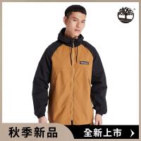 Timberland 男款小麥黑拼接防風全拉鍊外套A2BV4P56