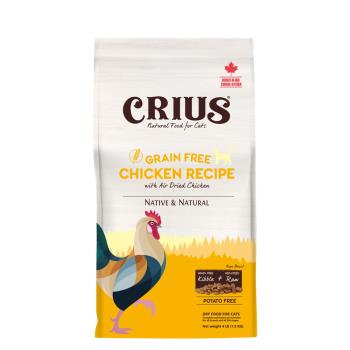 CRIUS 克瑞斯天然寵物飼料-無榖雞肉營養顆粒+風乾肉塊貓糧 12LB