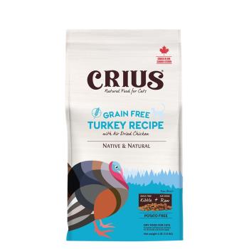 CRIUS 克瑞斯天然寵物飼料-無榖火雞肉營養顆粒+風乾肉塊貓糧 ( 1LBx 6包)