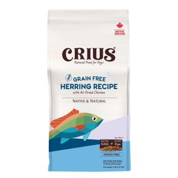 CRIUS 克瑞斯天然寵物飼料-無榖白鮭魚營養顆粒+風乾肉塊犬糧 ( 1LB x 6包) 