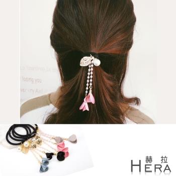 Hera 赫拉 緞布花朵珍珠流蘇髮圈/髮束-3色