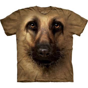 摩達客 自然純棉系列 狼犬臉 棕色設計T恤