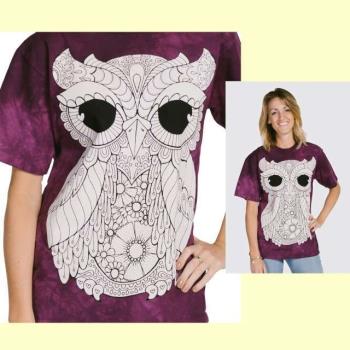 【摩達客】美國進口ColorWear 三號貓頭鷹 禪繞畫療癒藝術 環保短袖T恤