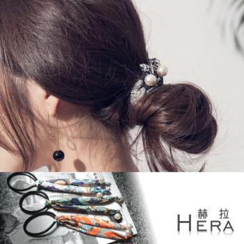 Hera 赫拉 盤髮印花民族圖騰珍珠吊墜髮圈/髮束-3色