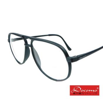 【Docomo抗UV400粗框平光太陽眼鏡】抗紫外線 抗UV400鏡片 可配度數眼鏡 贈送原廠眼鏡盒