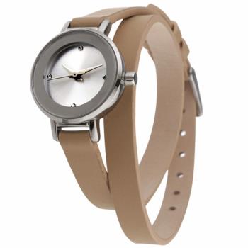 MANGO 俏麗佳人小錶面晶鑽雙圈錶帶腕錶-AN10503-13 (杏/24mm)