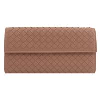 BOTTEGA VENETA 261995經典編織小羊皮扣式長夾.粉膚
