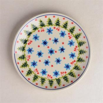 波蘭陶 耶誕雪花系列 淺底圓形餐盤 19cm 波蘭手工製