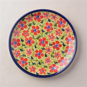 波蘭陶 繁花艷野系列 淺底圓形餐盤 19cm 波蘭手工製