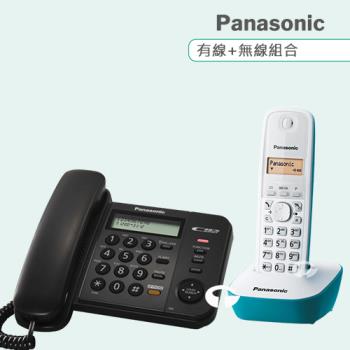 Panasonic 松下國際牌數位子母機電話組合 KX-TS580+KX-TG1611 (經典黑+湖水藍)