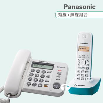 Panasonic 松下國際牌數位子母機電話組合 KX-TS580+KX-TG1611 (經典白+湖水藍)
