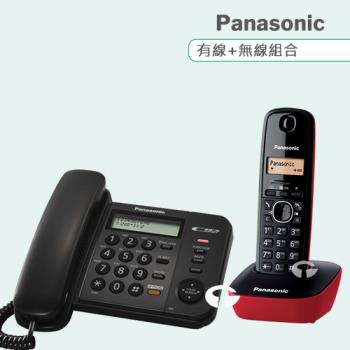 Panasonic 松下國際牌數位子母機電話組合 KX-TS580+KX-TG1611 (經典黑+魅惑紅)