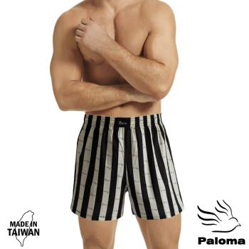 【Paloma】台灣製條紋平織平口褲-黑 內褲 男內褲 四角褲