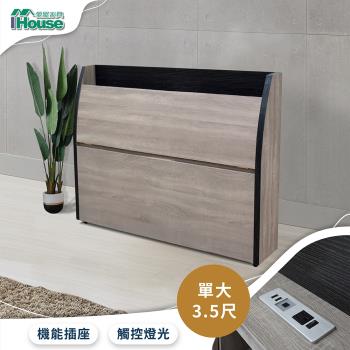 IHouse-香奈兒 質感觸控燈光床頭箱 單大3.5尺 (附插座)