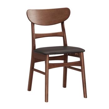 Boden-羅尼亞胡桃色黑皮餐椅/單椅