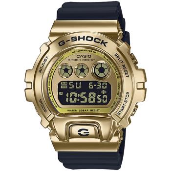 CASIO G-SHOCK 25周年紀念款街頭嘻哈計時錶/金/GM-6900G-9