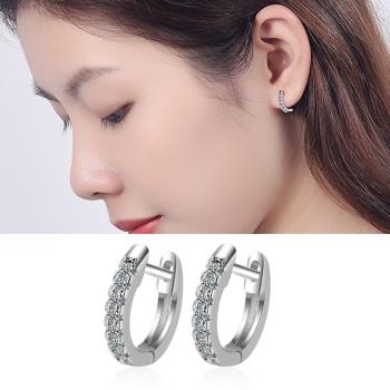 【Emi艾迷】韓國925銀針美好時分鋯石半圓微鑲耳扣耳環