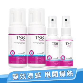 TS6護一生 沁涼潔淨慕斯100gX2+沁涼舒緩噴霧 40gX2