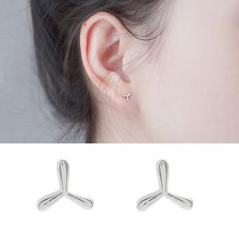 【Emi艾迷】韓系925銀針極簡系列風車三葉耳環