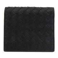 BOTTEGA VENETA 390881 編織小羊皮扣式名片夾.黑