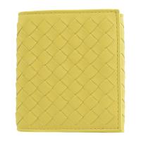 BOTTEGA VENETA 533451 編織羊皮扣式零錢短夾.鵝黃