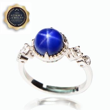 【Hommy Jewelry】 藍寶石戒指(法國星鑽 六道星芒)
