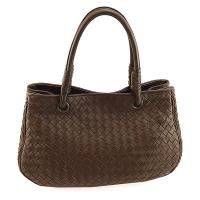 振興券優惠⭐BOTTEGA VENETA 咖啡色編織羊皮手提肩背兩用雙層托特包(展示品)