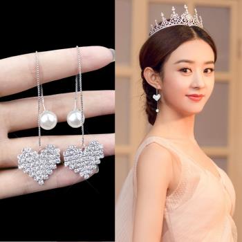 梨花HaNA 韓國925銀氣質珍珠愛情來了耳線耳環