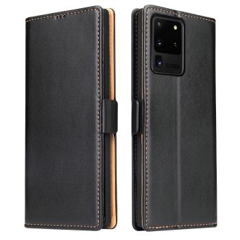 Fierre Shann 真皮紋 Samsung Note 20 Ultra (6.9吋) 錢包支架款 磁吸側掀 手工PU皮套保護殼