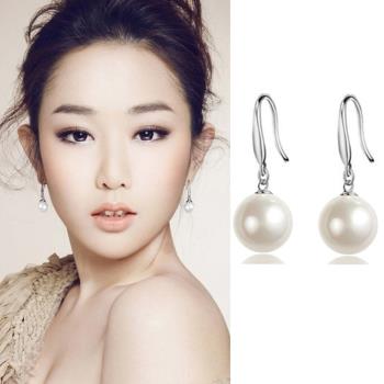 【Emi艾迷】韓國925銀針簡約系列單顆珍珠耳勾耳環